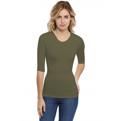 T-shirt ras du cou manches 3-4 en modal KATY04