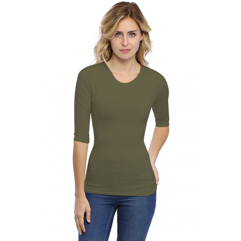 T-shirt ras du cou manches 3-4 en modal KATY04 T-shirt ras du cou manches 3-4 en modal KATY04