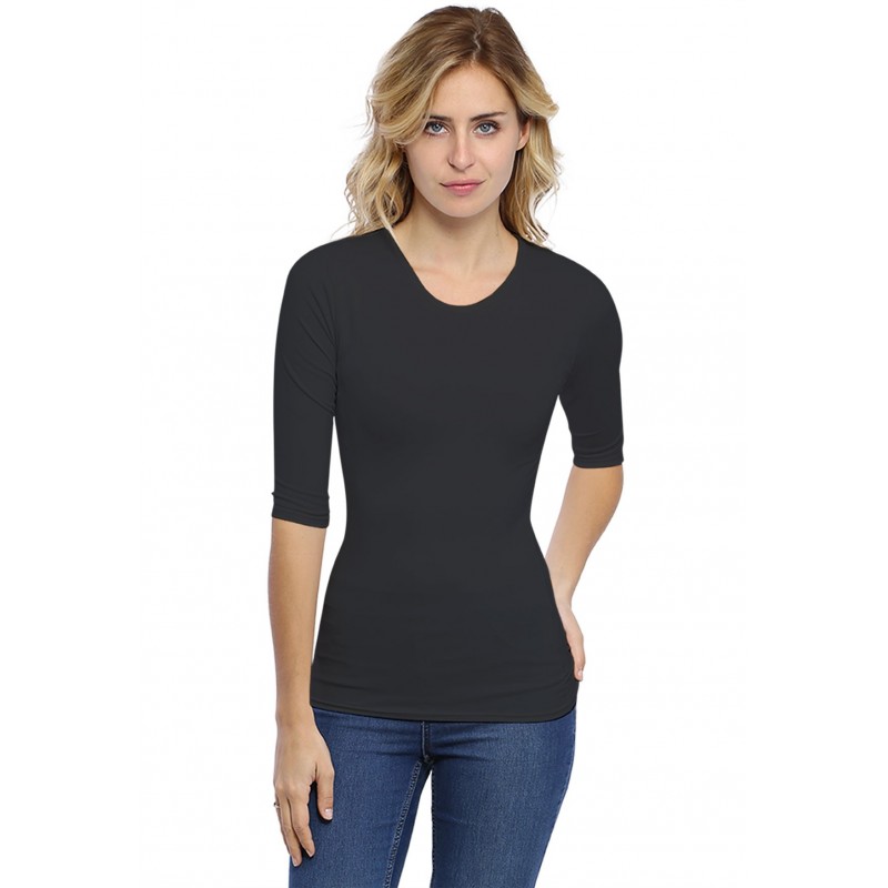 T-shirt ras du cou manches 3-4 en modal KATY04 T-shirt ras du cou manches 3-4 en modal KATY04