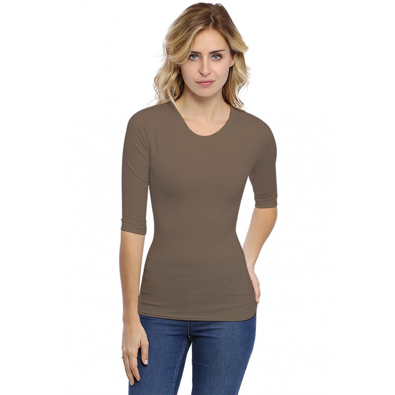 T-shirt ras du cou manches 3-4 en modal KATY04 T-shirt ras du cou manches 3-4 en modal KATY04