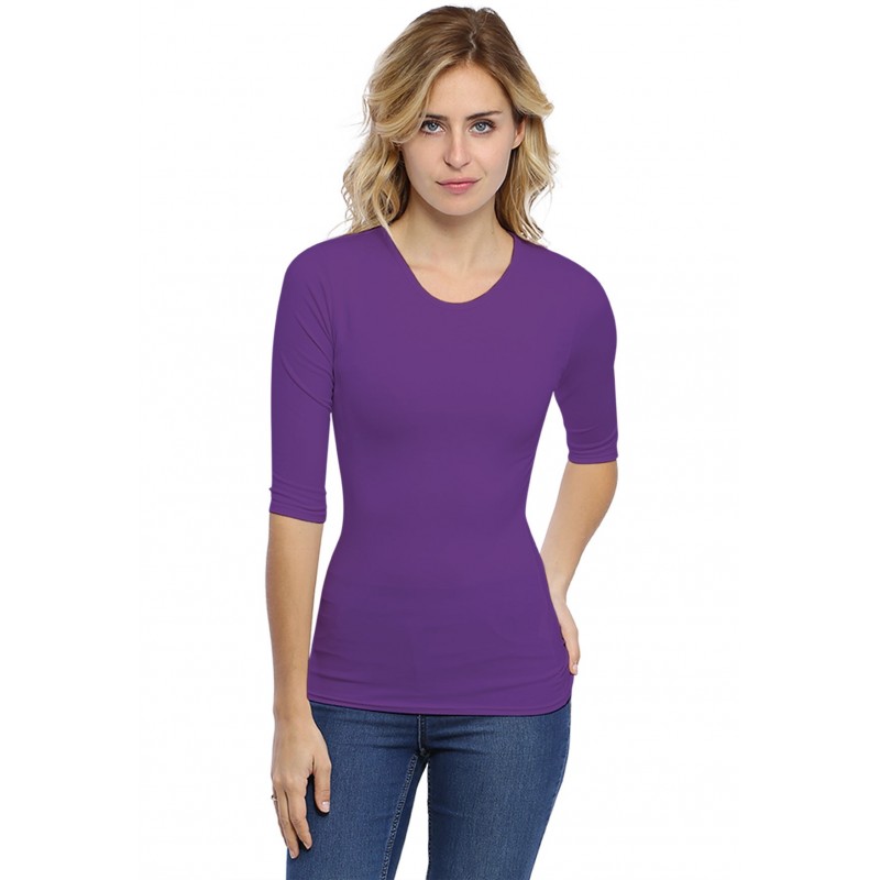 T-shirt ras du cou manches 3-4 en modal KATY04 T-shirt ras du cou manches 3-4 en modal KATY04