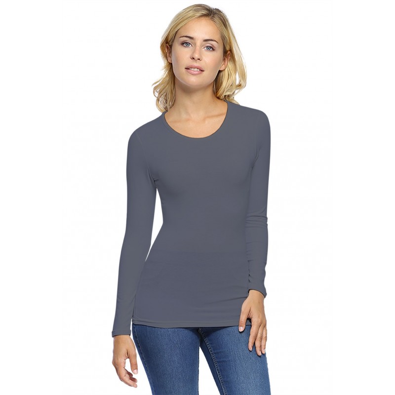 T-shirt ras du cou manches longues en modal KATY05 T-shirt ras du cou manches longues en modal KATY05