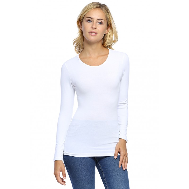 T-shirt ras du cou manches longues en modal KATY05 T-shirt ras du cou manches longues en modal KATY05