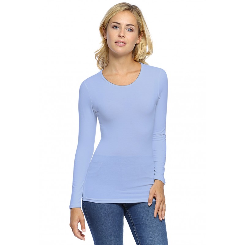 T-shirt ras du cou manches longues en modal KATY05 T-shirt ras du cou manches longues en modal KATY05