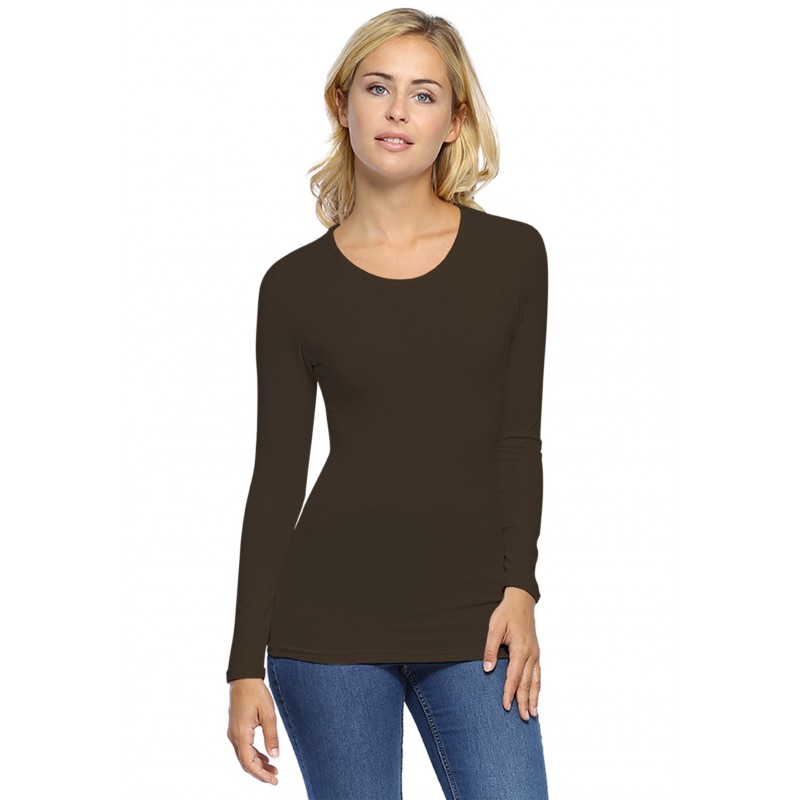 T-shirt ras du cou manches longues en modal KATY05 T-shirt ras du cou manches longues en modal KATY05