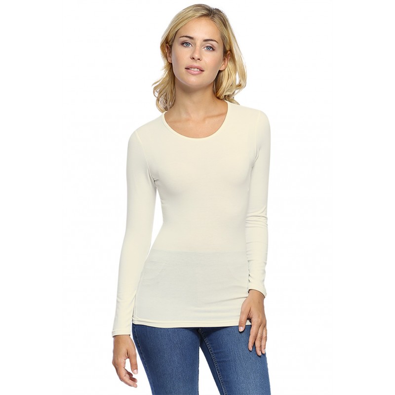 T-shirt ras du cou manches longues en modal KATY05 T-shirt ras du cou manches longues en modal KATY05