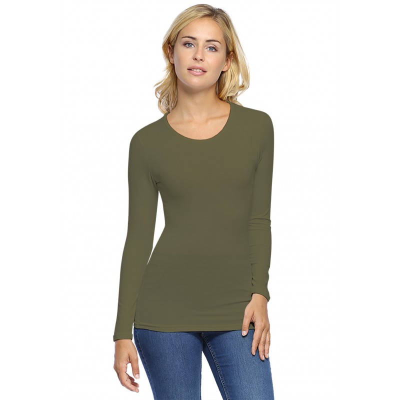 T-shirt ras du cou manches longues en modal KATY05 T-shirt ras du cou manches longues en modal KATY05