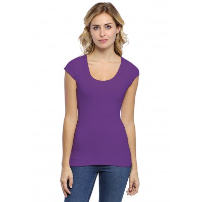 T-shirt col rond doublé devant manches capes ZAZA02