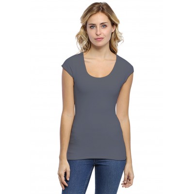 T-shirt col rond doublé devant manches capes ZAZA02
