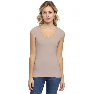 T-shirt col rond doublé devant manches capes ZAZA02