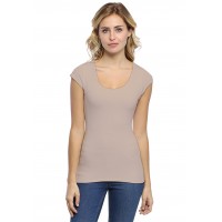 T-shirt col rond doublé devant manches capes ZAZA02