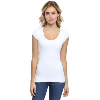 T-shirt col rond doublé devant manches capes ZAZA02