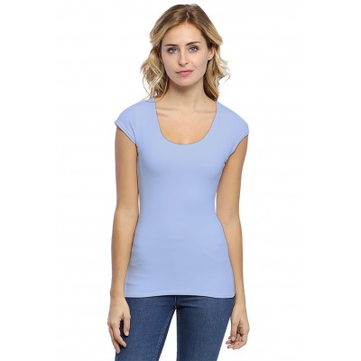 T-shirt col rond doublé devant manches capes ZAZA02