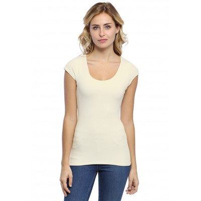 T-shirt col rond doublé devant manches capes ZAZA02