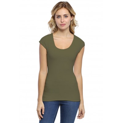 T-shirt col rond doublé devant manches capes ZAZA02