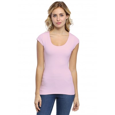 T-shirt col rond doublé devant manches capes ZAZA02