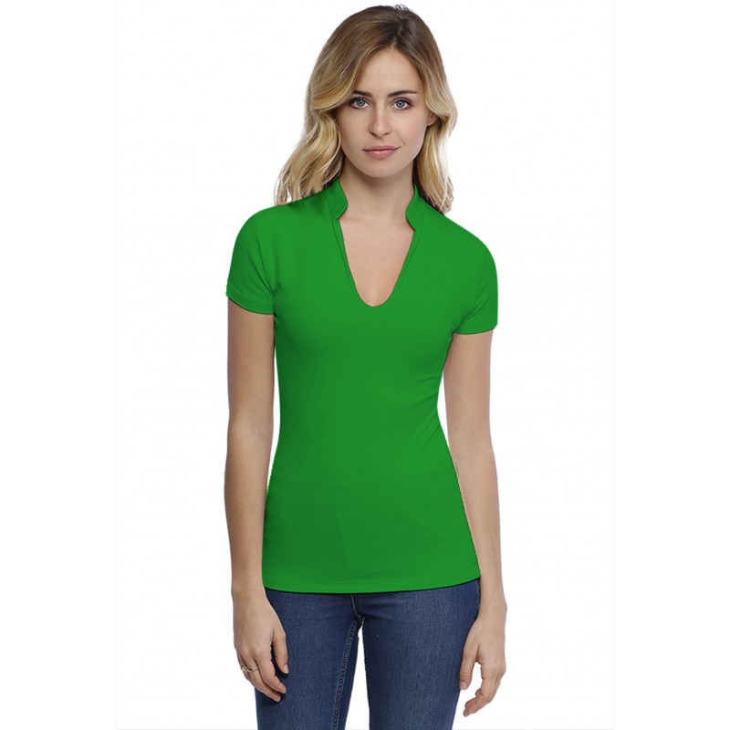 T-shirt col officier manches courtes en modal LOU02 T-shirt col officier manches courtes en modal LOU02