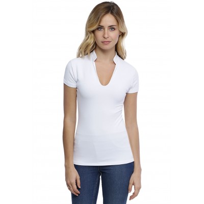 T-shirt col officier manches courtes en modal LOU02