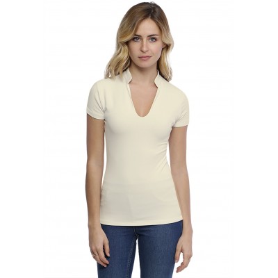T-shirt col officier manches courtes en modal LOU02