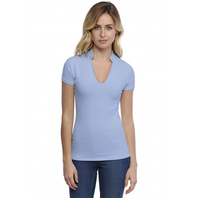 T-shirt col officier manches courtes en modal LOU02
