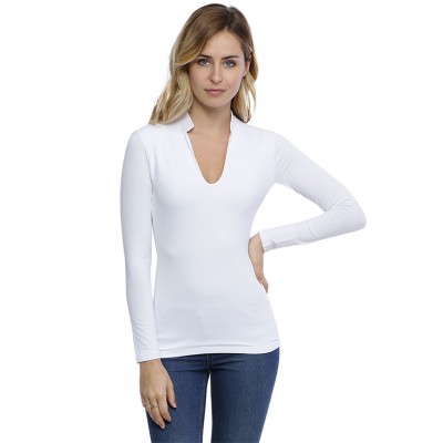 T-shirt col officier manches longues en modal LOU05