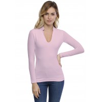 T-shirt col officier manches longues en modal LOU05