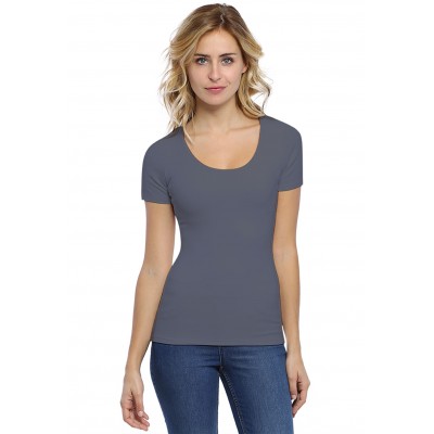 T-shirt col rond doublé devant manches courtes en modal ZAZA03