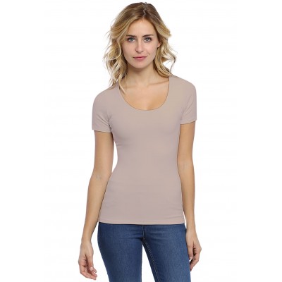 T-shirt col rond doublé devant manches courtes en modal ZAZA03