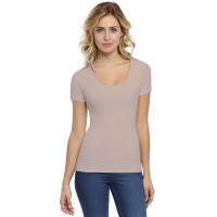 T-shirt col rond doublé devant manches courtes en modal ZAZA03