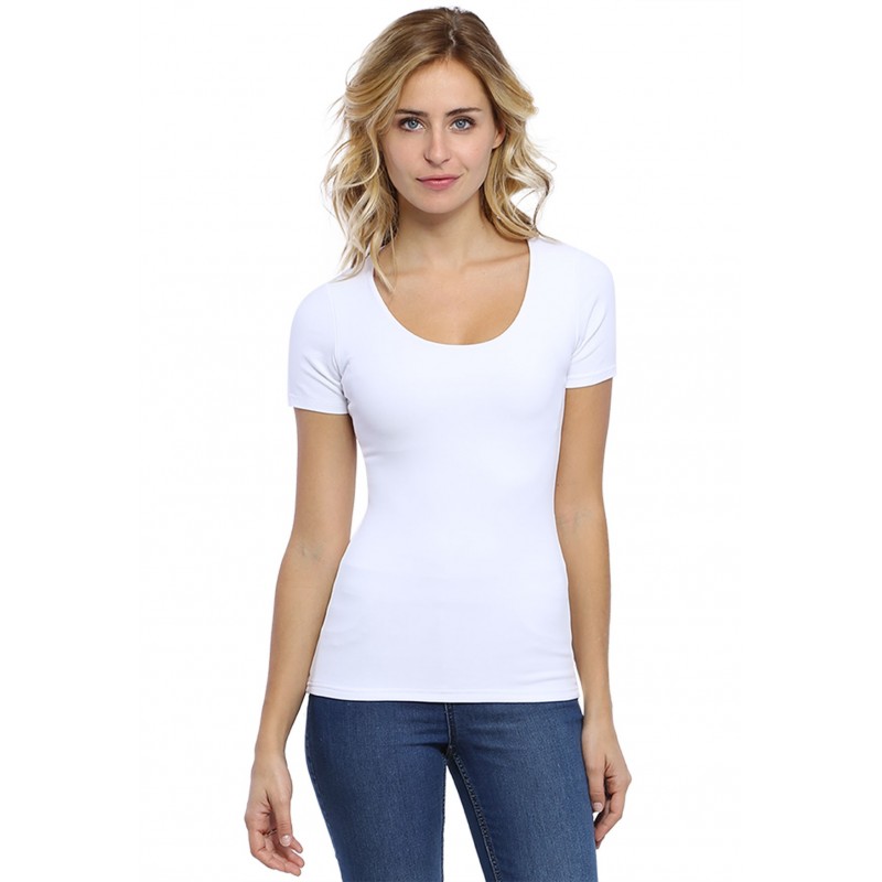 T-shirt col rond doublé devant manches courtes en modal ZAZA03 T-shirt col rond doublé devant manches courtes en modal ZAZA03