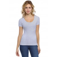 T-shirt col rond doublé devant manches courtes en modal ZAZA03