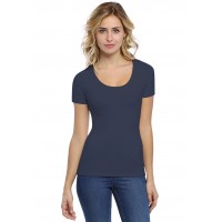 T-shirt col rond doublé devant manches courtes en modal ZAZA03