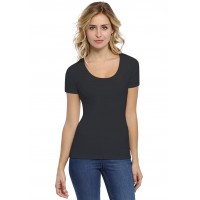 T-shirt col rond doublé devant manches courtes en modal ZAZA03