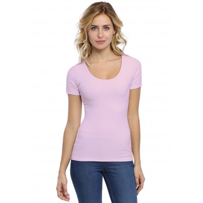 T-shirt col rond doublé devant manches courtes en modal ZAZA03