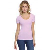 T-shirt col rond doublé devant manches courtes en modal ZAZA03