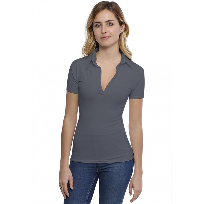 T-shirt col polo manches courtes en modal GLORIA03 T-shirt col polo manches courtes en modal GLORIA03