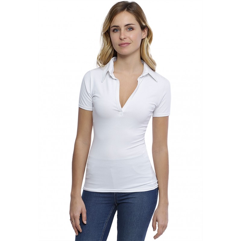 T-shirt col polo manches courtes en modal GLORIA03 T-shirt col polo manches courtes en modal GLORIA03