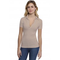 T-shirt col polo manches courtes en modal GLORIA03