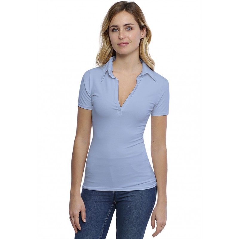 T-shirt col polo manches courtes en modal GLORIA03 T-shirt col polo manches courtes en modal GLORIA03