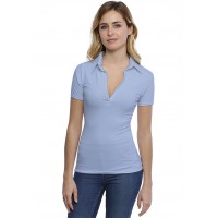 T-shirt col polo manches courtes en modal GLORIA03