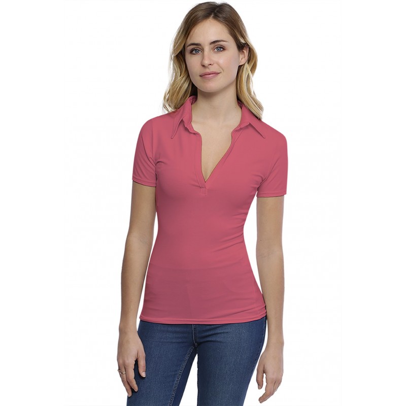 T-shirt col polo manches courtes en modal GLORIA03 T-shirt col polo manches courtes en modal GLORIA03