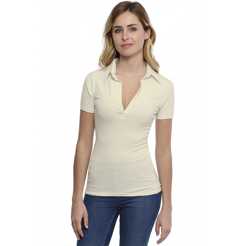 T-shirt col polo manches courtes en modal GLORIA03 T-shirt col polo manches courtes en modal GLORIA03