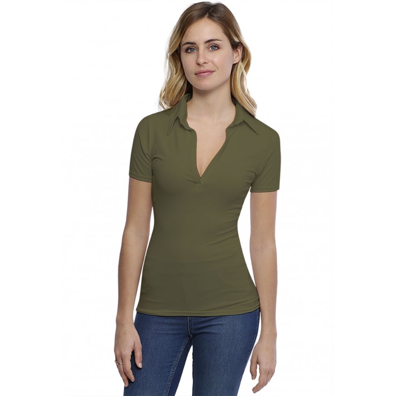 T-shirt col polo manches courtes en modal GLORIA03 T-shirt col polo manches courtes en modal GLORIA03