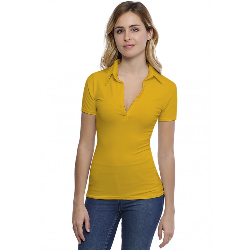 T-shirt col polo manches courtes en modal GLORIA03 T-shirt col polo manches courtes en modal GLORIA03