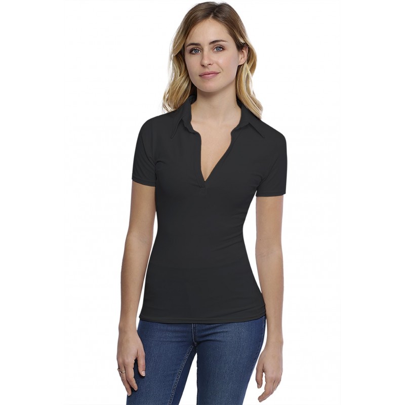 T-shirt col polo manches courtes en modal GLORIA03 T-shirt col polo manches courtes en modal GLORIA03