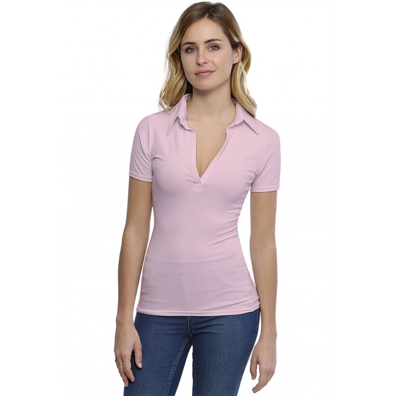 T-shirt col polo manches courtes en modal GLORIA03 T-shirt col polo manches courtes en modal GLORIA03