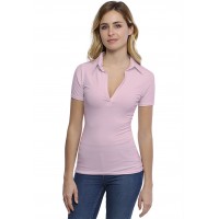 T-shirt col polo manches courtes en modal GLORIA03