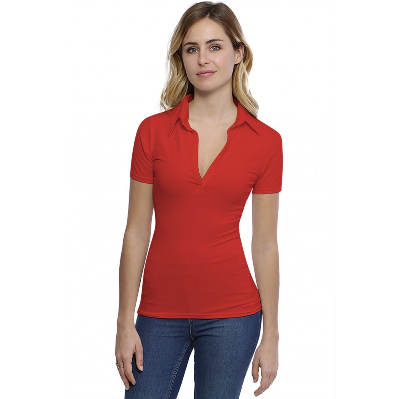 T-shirt col polo manches courtes en modal GLORIA03 T-shirt col polo manches courtes en modal GLORIA03