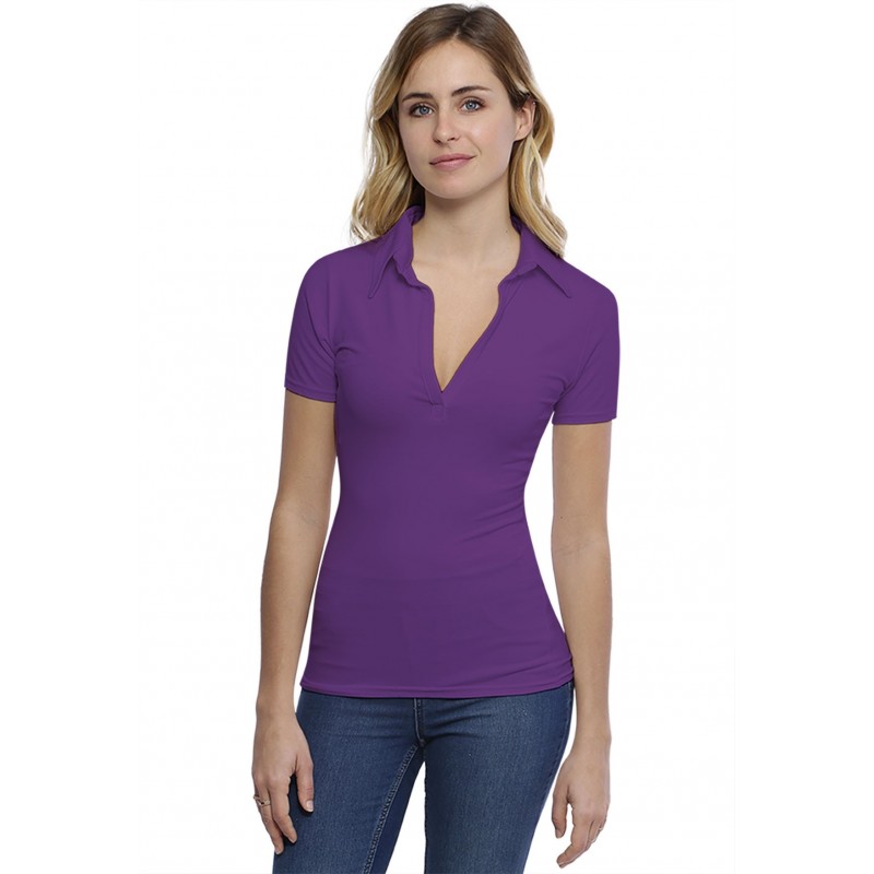 T-shirt col polo manches courtes en modal GLORIA03 T-shirt col polo manches courtes en modal GLORIA03