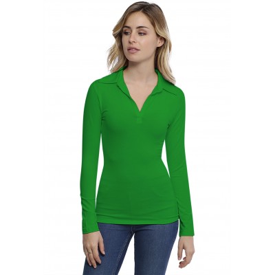 T-shirt col polo manches longues en modal GLORIA05